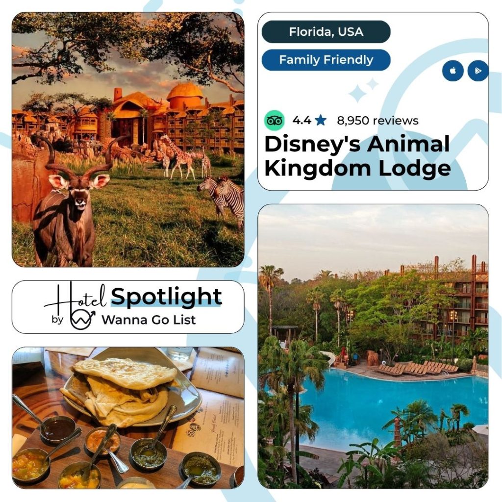 Disney’s Animal Kingdom Lodge stands as one of Walt Disney World’s most unique resorts, captivating guests with its authentic African-inspired architecture and iconic savanna views. Nestled near Disney’s Animal Kingdom Park, the lodge surrounds visitors with lush landscapes, over 200 species of wildlife, and warm, welcoming spaces adorned with vibrant artwork and carvings reminiscent of an East African kraal. The soaring lobby, elaborate woodwork, and floor-to-ceiling windows overlooking live animal habitats deliver a sense of adventure and serenity that sets Disney’s Animal Kingdom Lodge apart from any other property in Orlando.