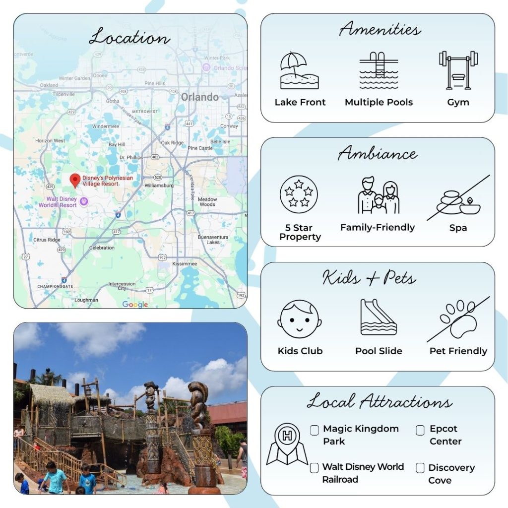 One of the biggest draws of Disney’s Polynesian Village Resort is its location—steps from the monorail and just a quick ride or scenic boat cruise away from Magic Kingdom. The resort is ideally situated for easy access to EPCOT and other connected resorts, making park hopping effortless. Families and park-going guests praise the time-saving proximity, while those seeking tranquil evenings love the peaceful Seven Seas Lagoon setting, perfect for watching fireworks or the Electrical Water Pageant from the beach. Complimentary Disney bus and boat transportation extends your options for exploring the entire resort area.