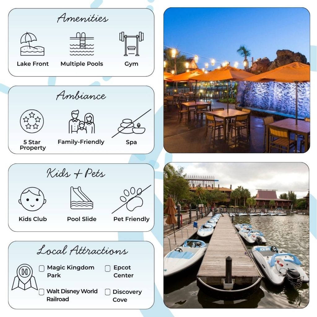 The newly opened Island Tower, debuting in December 2024, adds 268 Disney Vacation Club rooms and penthouse villas inspired by tropical design, expanding the resort’s capacity without losing its boutique charm. Recent years have also brought fully reimagined guest rooms—many with Moana-themed decor—plus upgraded monorail and porte-cochère areas. The main Great Ceremonial House remains a bustling hub, offering resort check-in, shopping, dining, and a welcoming ohana (“family”) spirit that guests rave about.