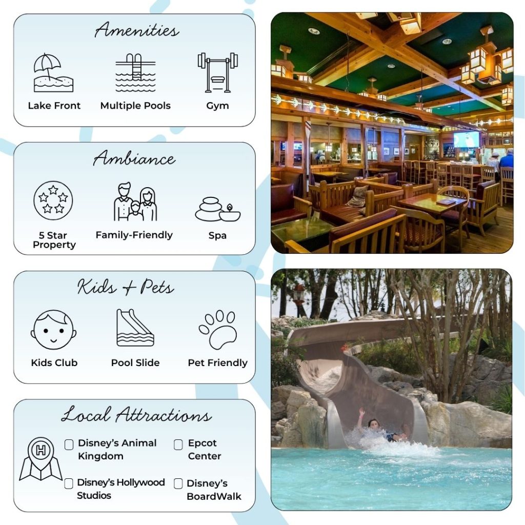 A standout feature of the Yacht Club is Stormalong Bay—a massive three-acre aquatic complex shared with Beach Club Resort. Boasting a sand-bottom pool, lazy river, 230-foot shipwreck waterslide, and relaxing whirlpool spas, it’s often considered Disney World’s best resort pool. Private cabanas, a sandy play area for kids, and poolside service at Hurricane Hanna’s Bar & Grill round out the waterpark experience. Three additional leisure pools and hot tubs offer quieter options for relaxation.