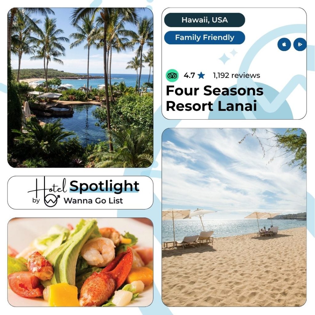 Nestled on the unspoiled southeastern coast of Lanai, Four Seasons Resort Lanai delivers a peerless blend of privacy, luxury, and breathtaking natural beauty. Far removed from the crowds of Hawaii’s larger islands, this five-star, five-diamond resort is locally renowned for its exclusive and tranquil setting. Guests are invited to explore tropical botanical gardens, relax by lagoon-style pools, and unwind in refined oceanfront suites—all just steps from scenic Hulopoe Bay. A favorite for couples, families, and honeymooners, Four Seasons Resort Lanai sets the standard for an authentic luxury Hawaiian escape.