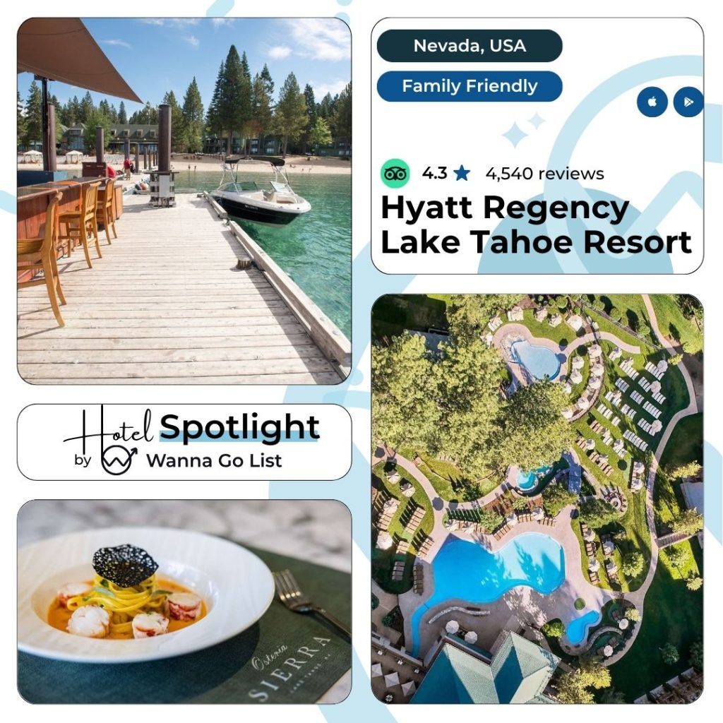 Hyatt Regency Lake Tahoe Resort, Spa and Casino is an award-winning destination on the tranquil north shore of Lake Tahoe, famous for its prime lakeside location and serene mountain surroundings. Spread across 26 acres, this AAA Four Diamond property captures the spirit of Tahoe adventure with upscale accommodations, family-focused amenities, and instant access to both private beach relaxation and boundless outdoor activities. Guests enjoy an immersive mountain lodge ambiance, highlighted by wood-and-stone architecture, elegant fireplaces, and spectacular lake or forest views around every corner.