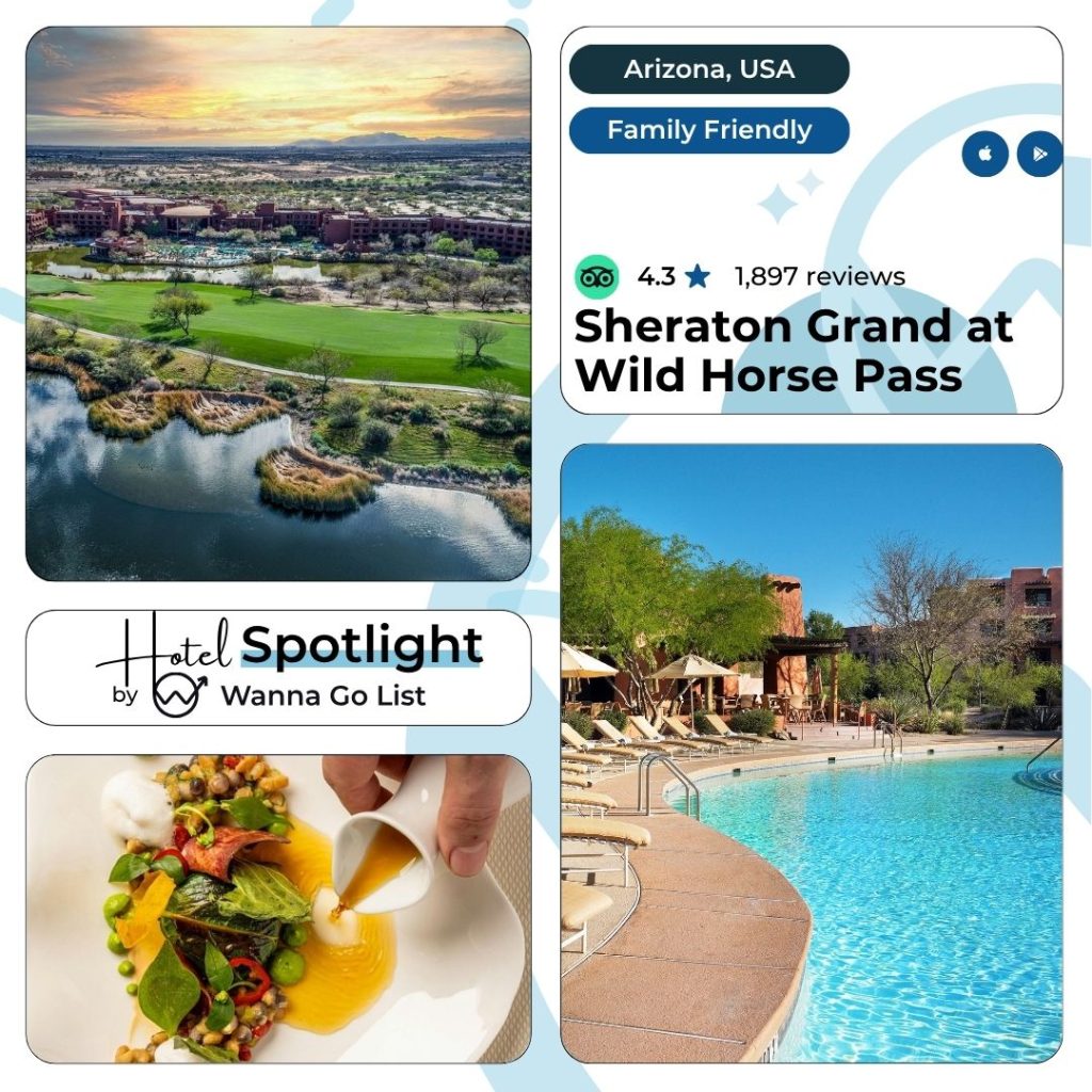 The Sheraton Grand at Wild Horse Pass stands as an authentic gateway to the American Southwest, seamlessly blending natural beauty, Native American culture, and modern amenities. Located in Chandler, Arizona—just a short drive from downtown Phoenix and Sky Harbor Airport—this acclaimed resort sits in the foothills of the Sierra Estrella Mountain Range on the Gila River Indian Community. Guests arrive to a lobby adorned with tribal artwork, and every detail—from architecture to grounds—reflects the traditions of the Pima and Maricopa people. The property’s serene desert setting, merged with elegant design, makes it a top choice for travelers seeking both relaxation and a sense of place.